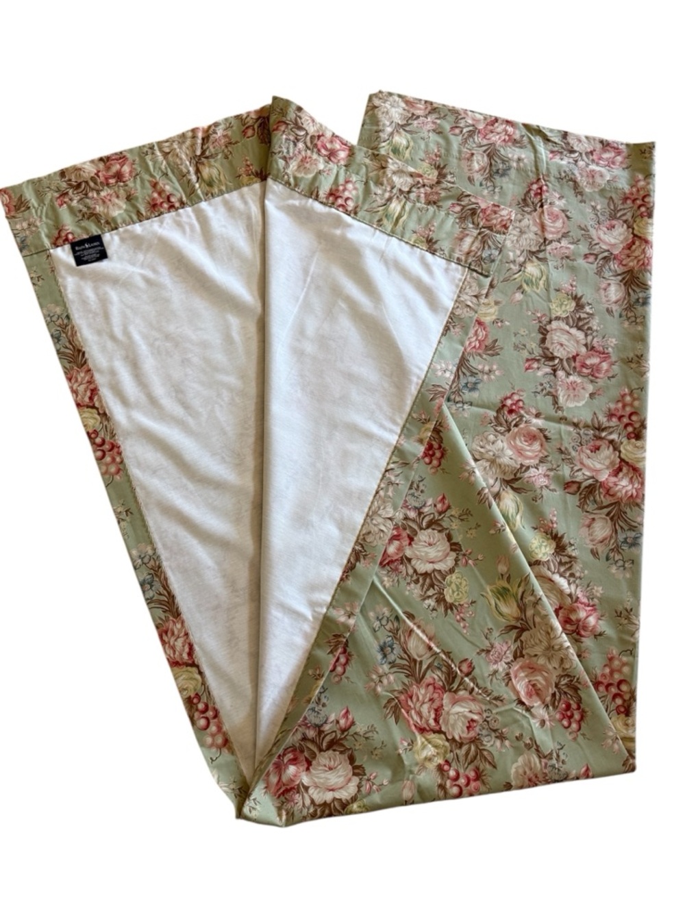 Vintage Ralph Lauren Charlotte Pattern Pair of Rod Pocket Drapes Lined 86x42